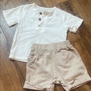 SHEIN Kids Matching Set in White and Tan